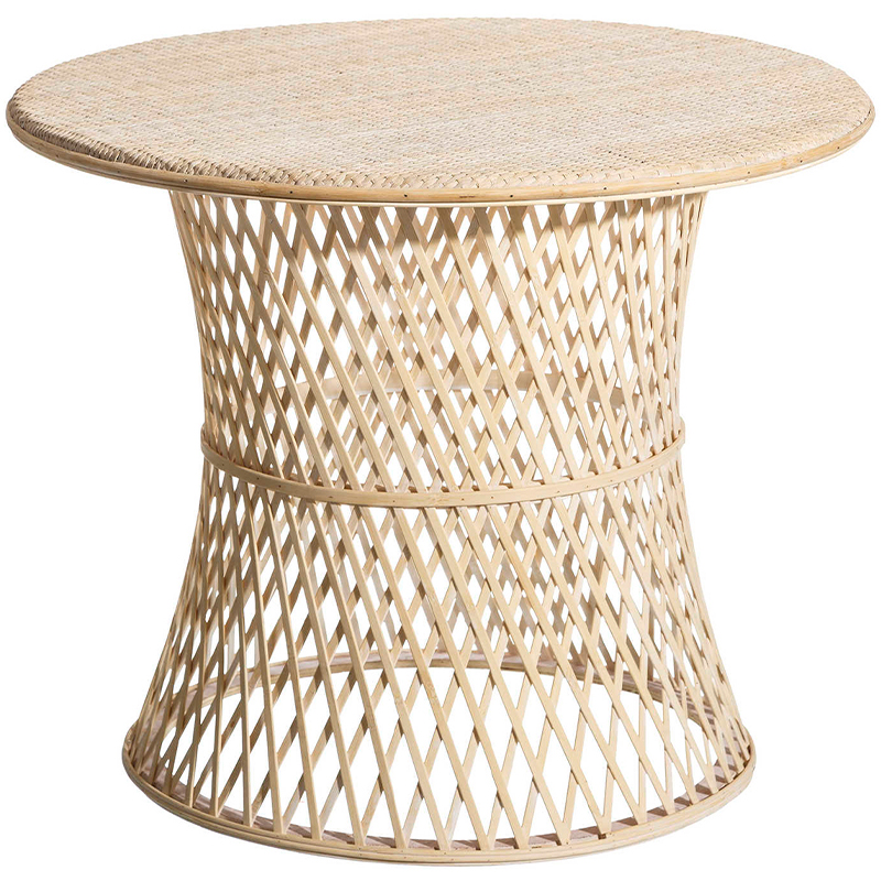 Круглый приставной стол из бамбука Woven Bamboo Side Table Бежевый в Орле | Loft Concept 
