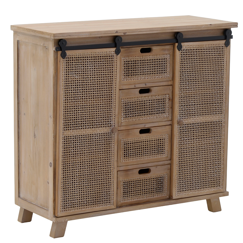 Комод из дерева и ротанга Rosita Wood chest of drawers Бежево-серый Черный в Орле | Loft Concept 
