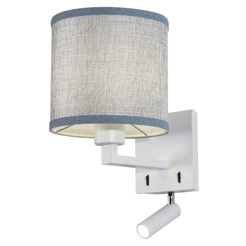 Бра с абажуром и поворотным спотом Trumpet Lamp White Серый Белый в Орле | Loft Concept 