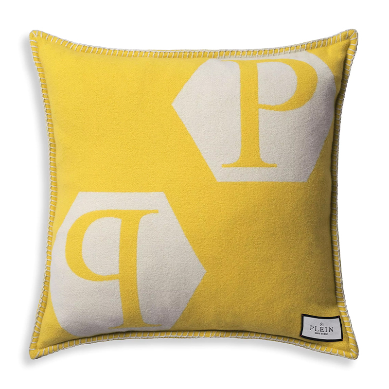 Подушка Philipp Plein Cushion Cashmere Yellow Желтый Белый в Орле | Loft Concept 