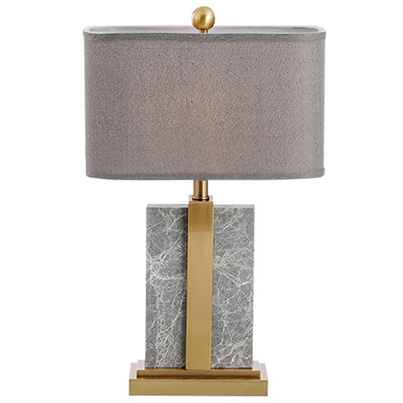 Настольная лампа Marble Brass Grey Table Lamp Серый Латунь Настольная лампа Marble Brass Grey Table Lamp Серый Латунь в Орле | Loft Concept