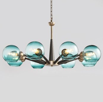 Люстра Thalia chandelier Blue glass Золотой Светло-голубой Черный Люстра Thalia chandelier Blue glass Золотой Светло-голубой Черный в Орле | Loft Concept