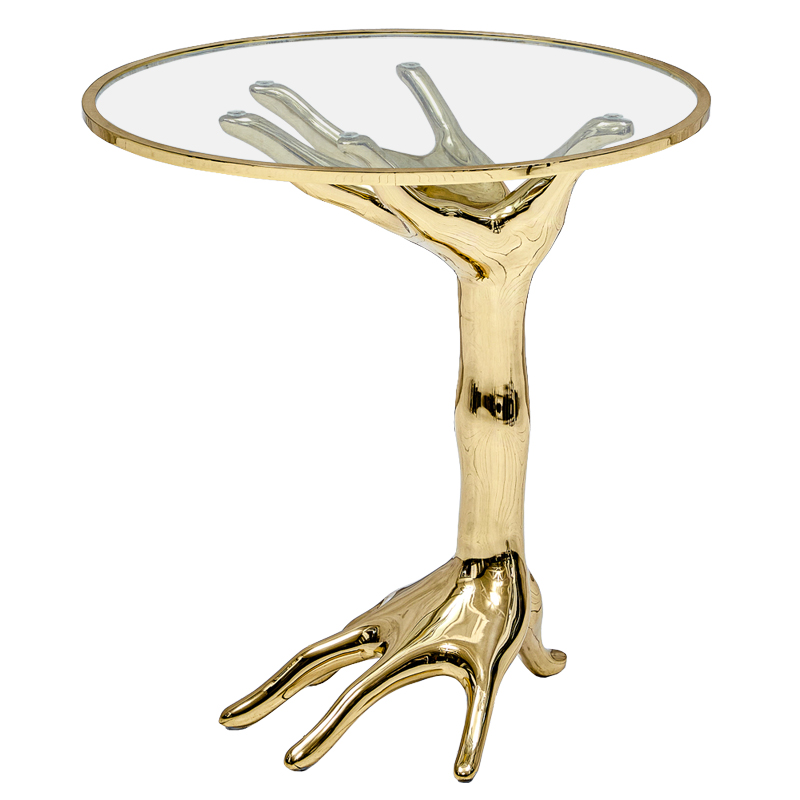 Приставной стол Amalia Hand Side Table Глянцевое золото Прозрачное Стекло Приставной стол Amalia Hand Side Table Глянцевое золото Прозрачное Стекло в Орле | Loft Concept