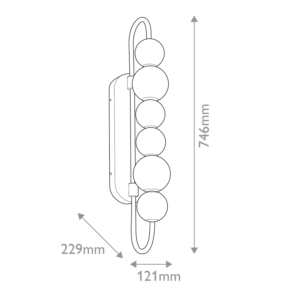 Бра цвета латунь с 6-ю рифлеными плафонами шаровидной формы Alora в Орле