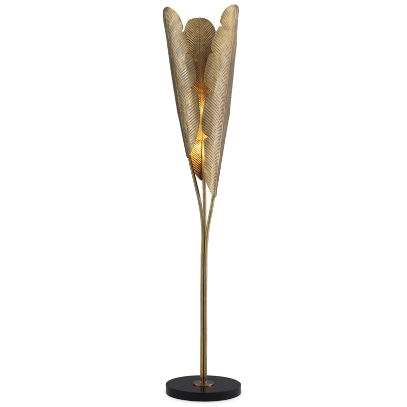 Торшер Eichholtz Floor Lamp Plantain Винтажная латунь Черный Торшер Eichholtz Floor Lamp Plantain Винтажная латунь Черный в Орле | Loft Concept