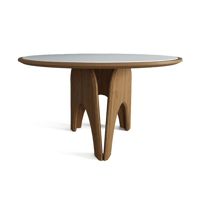 Обеденный круглый стол из дерева со столешницей из камня Pelican Dinner Table Древесина Белый Обеденный круглый стол из дерева со столешницей из камня Pelican Dinner Table Древесина Белый в Орле | Loft Concept