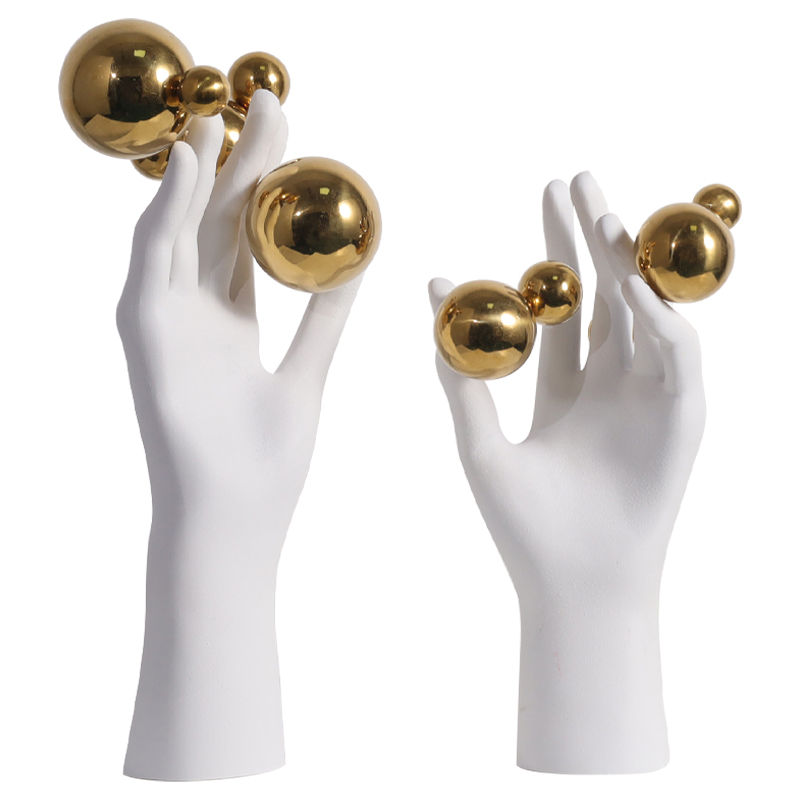 Декоративная статуэтка Hand with Spheres Statuette Белый Глянцевое золото Декоративная статуэтка Hand with Spheres Statuette Белый Глянцевое золото в Орле | Loft Concept