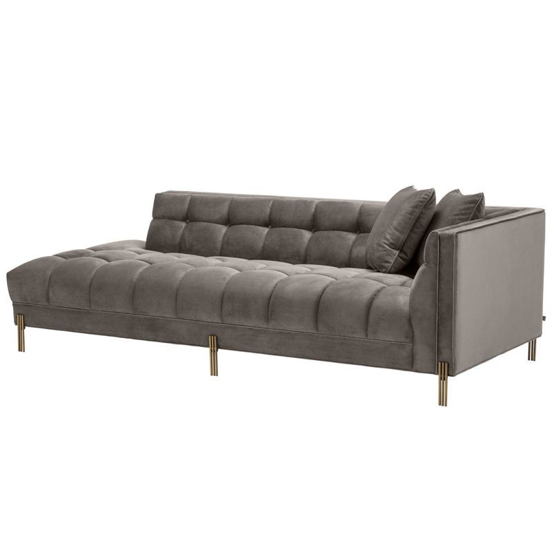 Кушетка Eichholtz Lounge Sofa Sienna Right Серый Матовая латунь Кушетка Eichholtz Lounge Sofa Sienna Right Серый Матовая латунь в Орле | Loft Concept