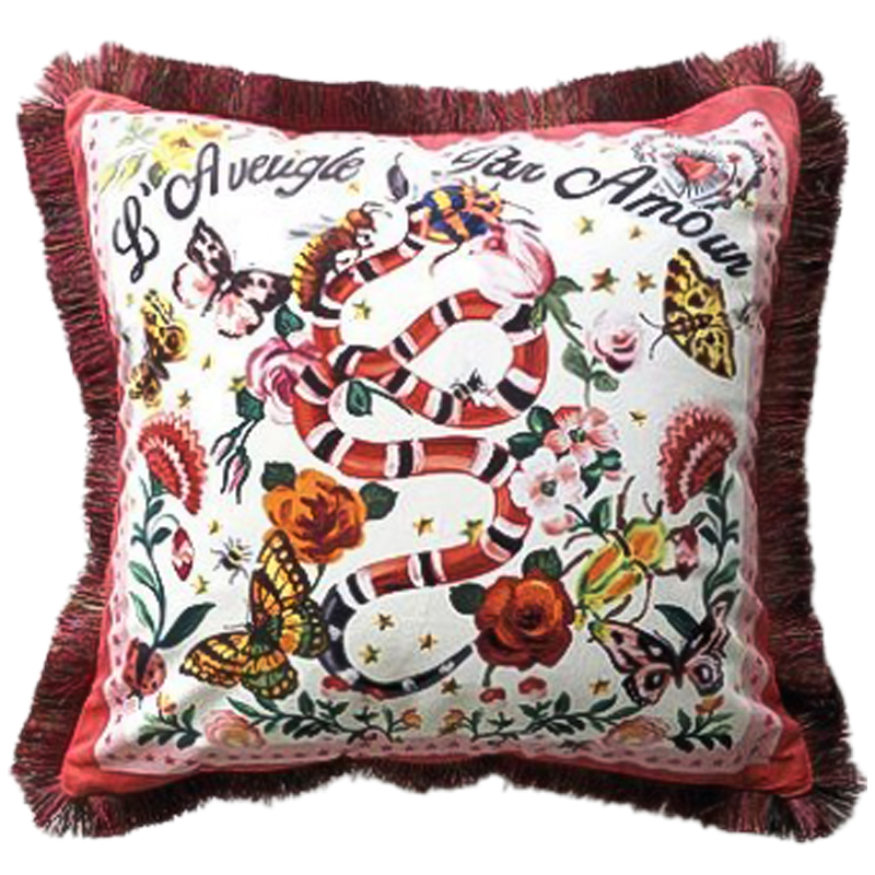 Декоративная подушка Cтиль Gucci Micrurus Мульти Бежевый Декоративная подушка Cтиль Gucci Micrurus Мульти Бежевый в Орле | Loft Concept