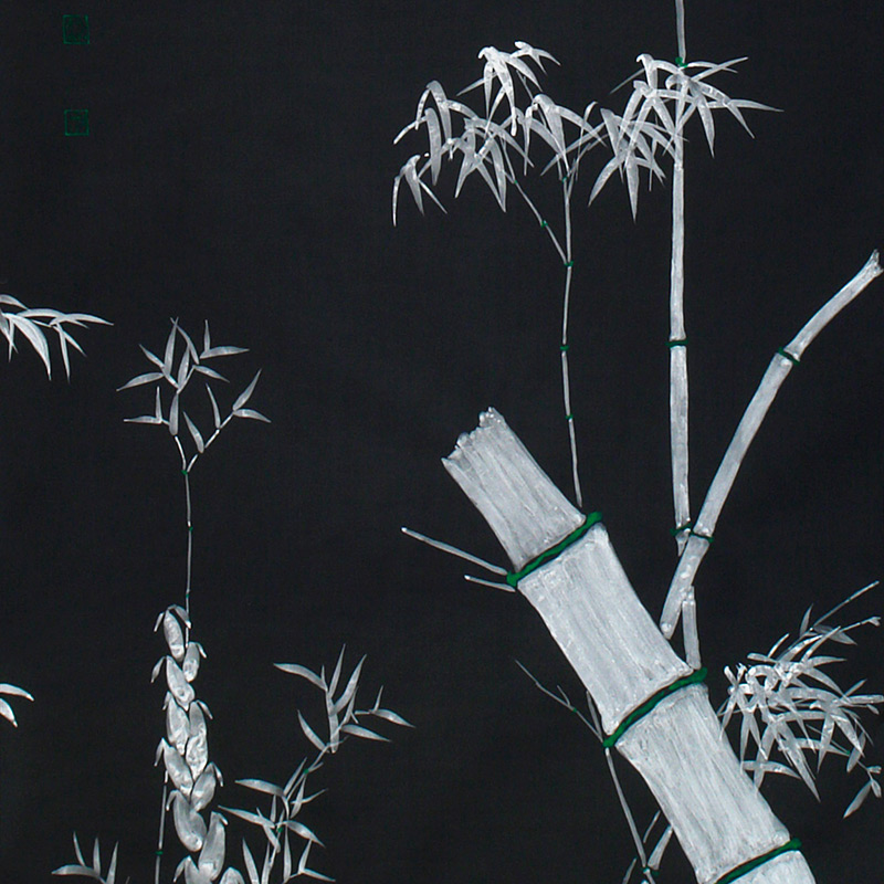Обои ручная роспись Bamboo Argent on Pitch dyed silk Обои ручная роспись Bamboo Argent on Pitch dyed silk в Орле | Loft Concept