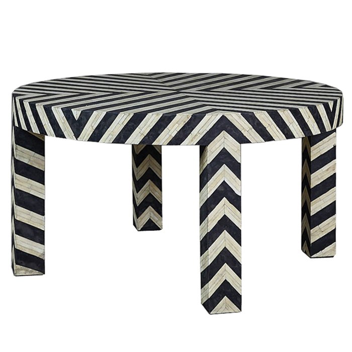 Кофейный стол Inlaid Bone Zigzag Белый Черный Кофейный стол Inlaid Bone Zigzag Белый Черный в Орле | Loft Concept
