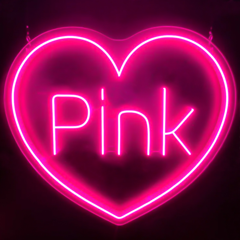 Неоновая настенная лампа Pink Heart Neon Wall Lamp Розовый Прозрачный Неоновая настенная лампа Pink Heart Neon Wall Lamp Розовый Прозрачный в Орле | Loft Concept