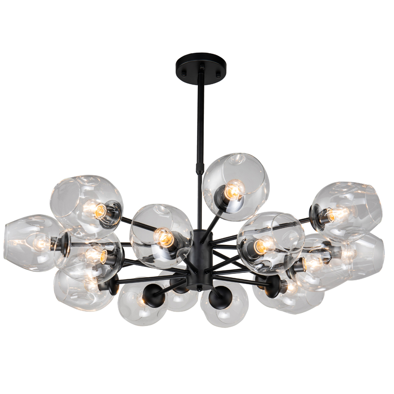 Люстра Branching Bubble Chandelier black 16 Черный Прозрачный Люстра Branching Bubble Chandelier black 16 Черный Прозрачный в Орле | Loft Concept