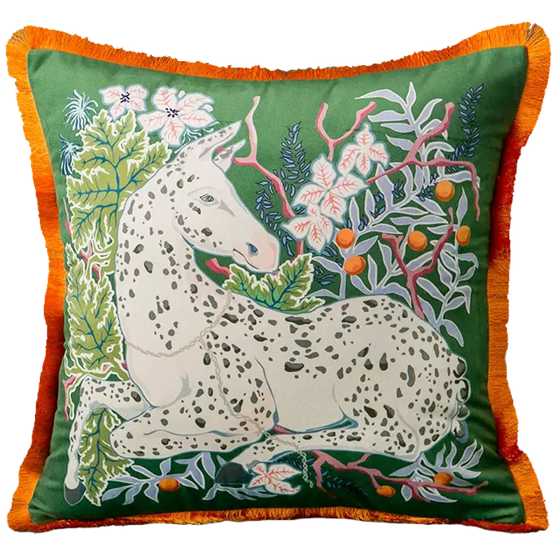 Декоративная подушка Horse on Botanical Green Cushion Мульти Зеленый Декоративная подушка Horse on Botanical Green Cushion Мульти Зеленый в Орле | Loft Concept