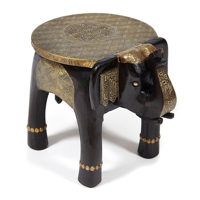 Журнальный стол Antique Indian Brass Mango Wood Elephant Table Черный Латунь в Орле | Loft Concept 