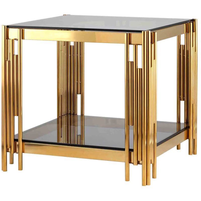 Стол приставной Collection ACCORD Gold Глянцевое золото Стекло Смок Стол приставной Collection ACCORD Gold Глянцевое золото Стекло Смок в Орле | Loft Concept