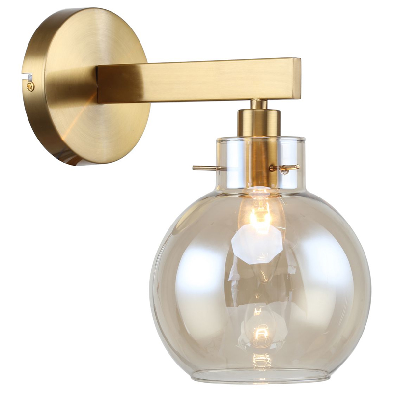 Бра с плафоном коньячного цвета Carmella Globe Brass Латунь Коньяк Бра с плафоном коньячного цвета Carmella Globe Brass Латунь Коньяк в Орле | Loft Concept