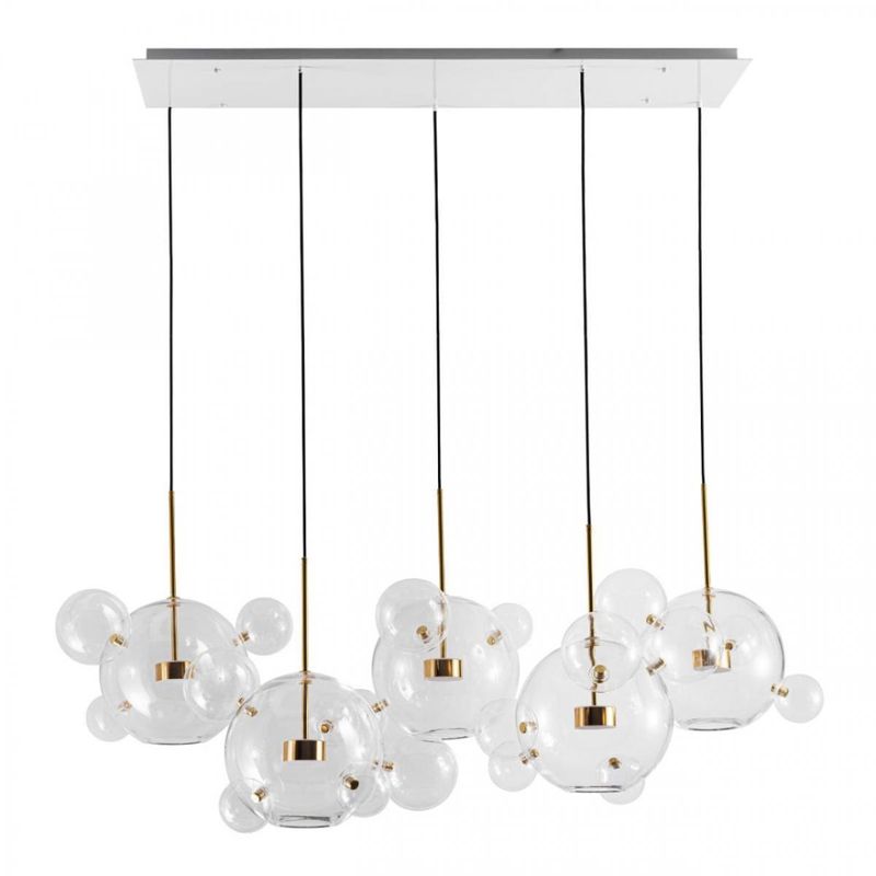 Линейный Светодиодный Светильник Giopato & Coombes Bubble Chandelier Linear Circle 5 плафонов Белый Золотой Прозрачное Стекло Линейный Светодиодный Светильник Giopato & Coombes Bubble Chandelier Linear Circle 5 плафонов Белый Золотой Прозрачное Стекло в Орле | Loft Concept