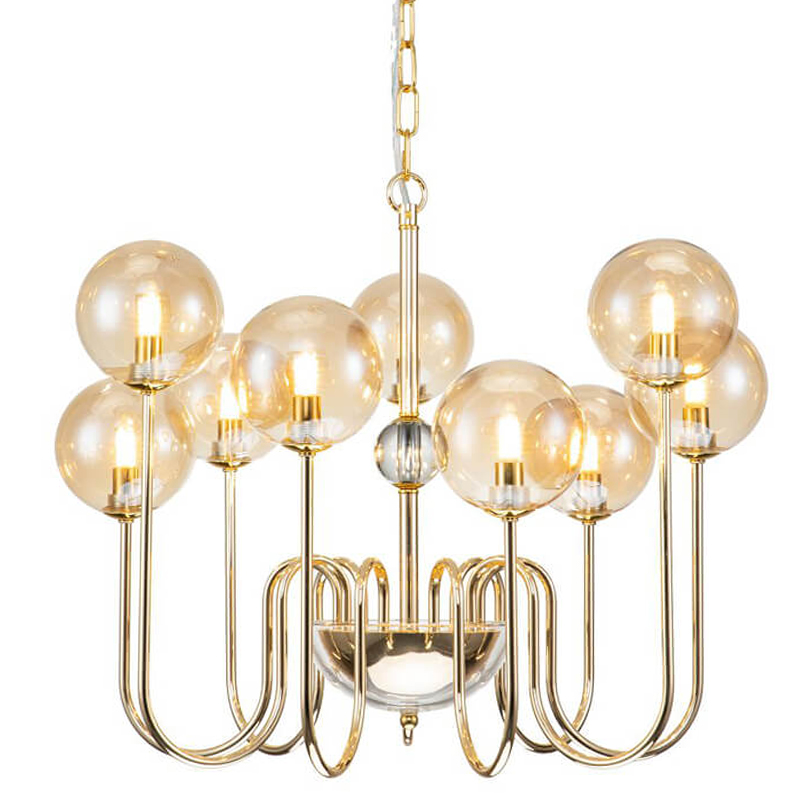 Люстра Sheiry Glass Ball Chandelier 9 Глянцевое золото Янтарный Люстра Sheiry Glass Ball Chandelier 9 Глянцевое золото Янтарный в Орле | Loft Concept