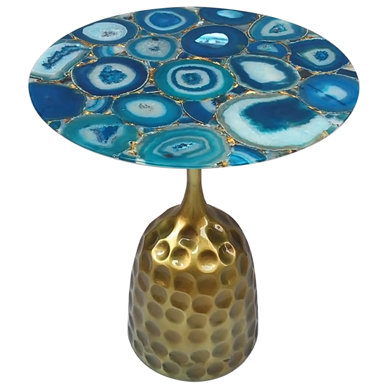 Приставной стол Cluster Surface Blue Agate Side Table Латунь Синий Бирюзовый Приставной стол Cluster Surface Blue Agate Side Table Латунь Синий Бирюзовый в Орле | Loft Concept