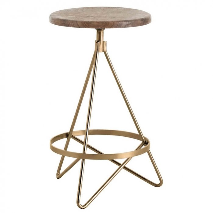 Барный стул Industrial Vintage Brass Iron Swivel Bar Stool Золотой Коричневый Барный стул Industrial Vintage Brass Iron Swivel Bar Stool Золотой Коричневый в Орле | Loft Concept