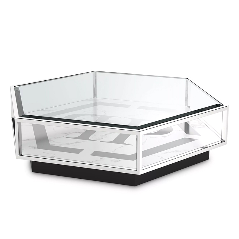 Кофейный стол Philipp Plein Coffee Table Falcon View Chrome Хром Белый Серый Черный в Орле | Loft Concept 