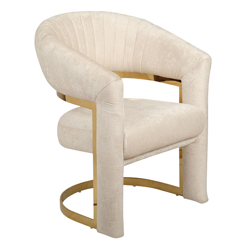 Полукресло Valbonne Chair cream velour Кремовый Глянцевое золото Полукресло Valbonne Chair cream velour Кремовый Глянцевое золото в Орле | Loft Concept