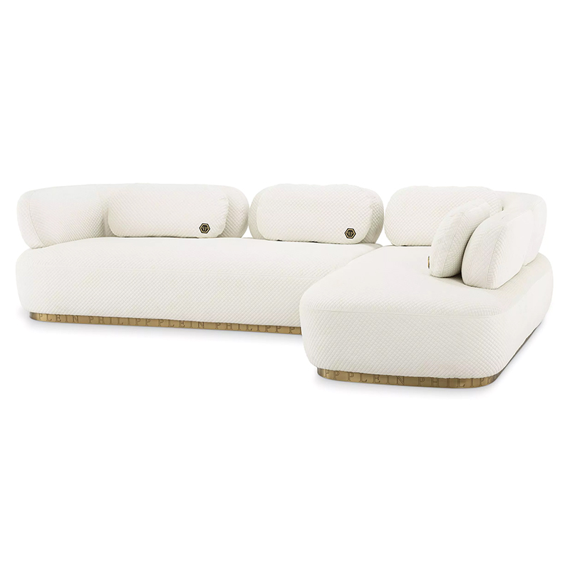 Диван Philipp Plein Sofa Signature Lounge Белый Белый Золотой Диван Philipp Plein Sofa Signature Lounge Белый Белый Золотой в Орле | Loft Concept