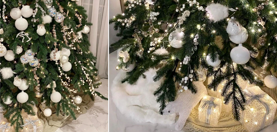 Дизайнерская Елка с Белым Декором Christmas Tree White Balls Дизайнерская Елка с Белым Декором Christmas Tree White Balls - Loft-Concept в Орле