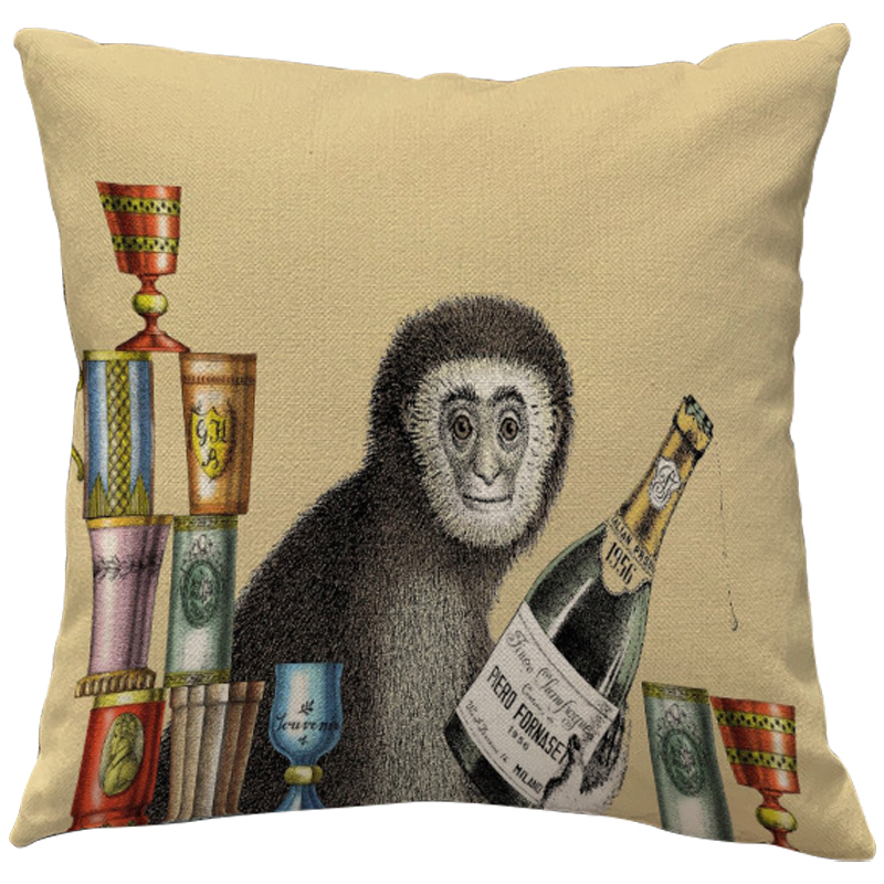 Декоративная подушка Fornasetti Aperitivo 1 Бежевый Серый Мульти Декоративная подушка Fornasetti Aperitivo 1 Бежевый Серый Мульти в Орле | Loft Concept