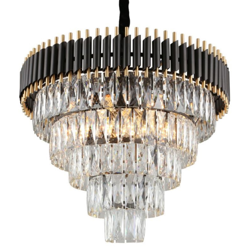 Empire Black Chandelier Crystal D 66 Черный Прозрачное Стекло Золотой в Орле | Loft Concept 
