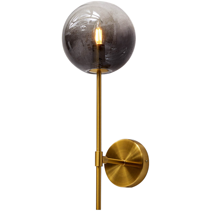 Бра стеклянный плафон шар Urmila Wall Lamp Серое стекло Золотой Серый Бра стеклянный плафон шар Urmila Wall Lamp Серое стекло Золотой Серый в Орле | Loft Concept