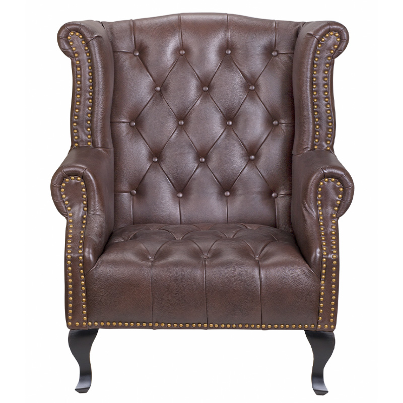 Кресло из натуральной кожи на 4-х деревянных ножках из массива бука Thomas Armchair brown Коричневый Черный Кресло из натуральной кожи на 4-х деревянных ножках из массива бука Thomas Armchair brown Коричневый Черный в Орле | Loft Concept