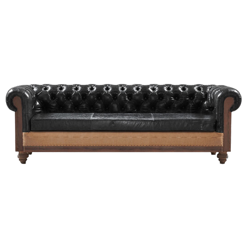 Диван Deconstructed Chesterfield Sofa triple Black leather Коричневый Черный Диван Deconstructed Chesterfield Sofa triple Black leather Коричневый Черный в Орле | Loft Concept