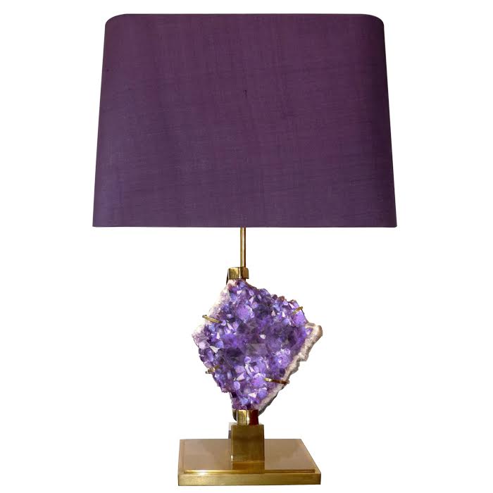 Настольная лампа Bronze and Amethyst Lamp Глянцевое золото Сиреневый Настольная лампа Bronze and Amethyst Lamp Глянцевое золото Сиреневый в Орле | Loft Concept