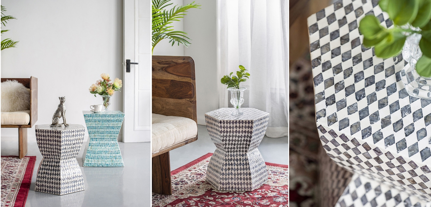 Приставной стол Ronald Инкрустация ракушками устриц - фото