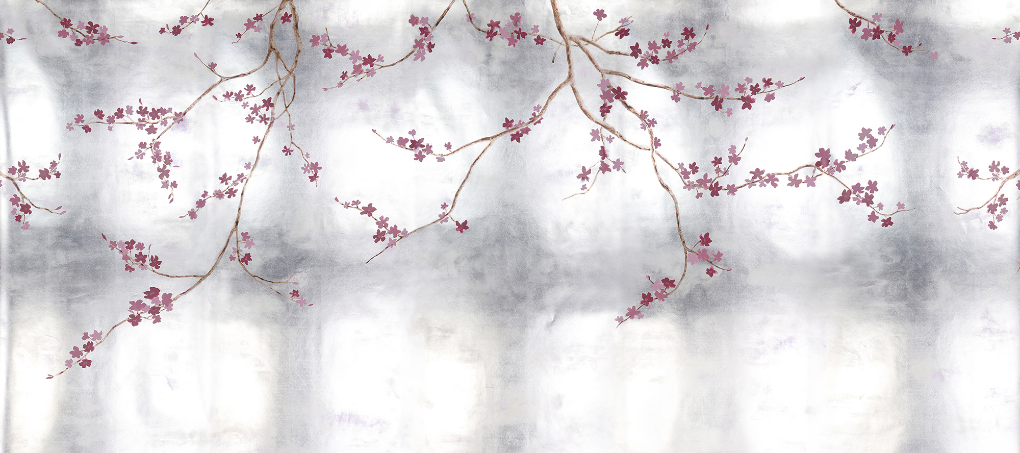 Обои ручная роспись Cherry Tree Special Colourway on Sterling Silver gilded paper Обои ручная роспись Cherry Tree Special Colourway on Sterling Silver gilded paper - постер Loft-Concept в Орле