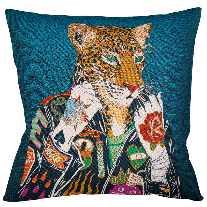 Декоративная подушка Leopard Blue Мульти Декоративная подушка Leopard Blue Мульти в Орле | Loft Concept