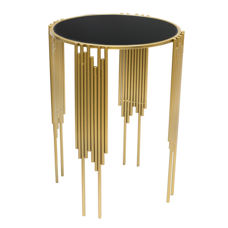 Приставной стол Interior Table черное стекло Черный Золотой Приставной стол Interior Table черное стекло Черный Золотой в Орле | Loft Concept