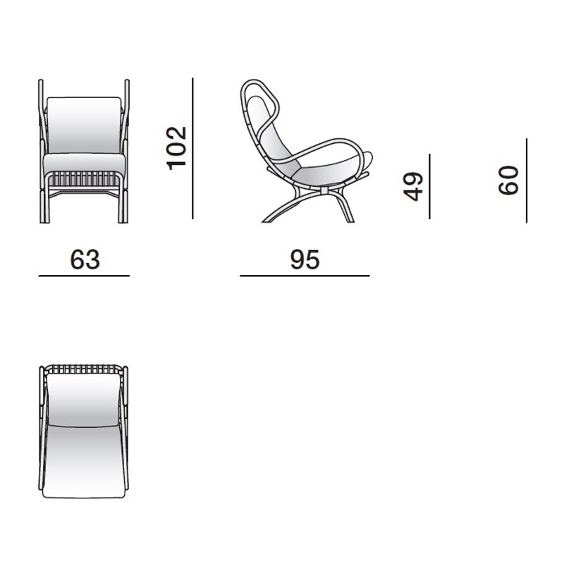 Дизайнерское кресло из ротанга Gio Ponti CONTINUUM D.163.7 BY BONACINA 1889 Armchair Дизайнерское кресло из ротанга Gio Ponti CONTINUUM D.163.7 BY BONACINA 1889 Armchair в Орле