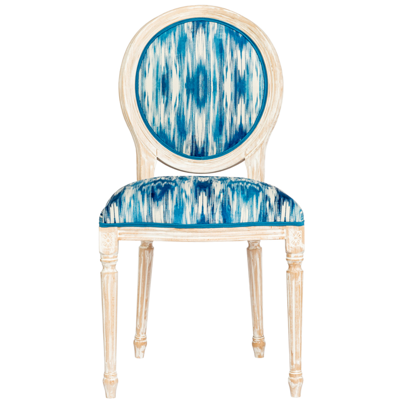 Стул с голубым узором Ikat Pattern Белый Голубой Стул с голубым узором Ikat Pattern Белый Голубой в Орле | Loft Concept