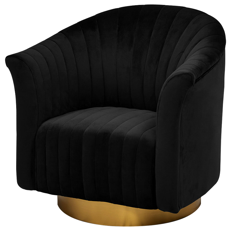 Кресло вращающееся в чёрной велюровой обивке Toronto Black Armchair Черный Золотой Кресло вращающееся в чёрной велюровой обивке Toronto Black Armchair Черный Золотой в Орле | Loft Concept