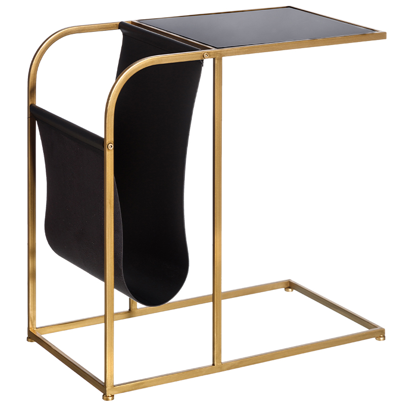 Приставной столик с подставкой для газет и журналов Kurtis Side Table Черный Золотой Приставной столик с подставкой для газет и журналов Kurtis Side Table Черный Золотой в Орле | Loft Concept