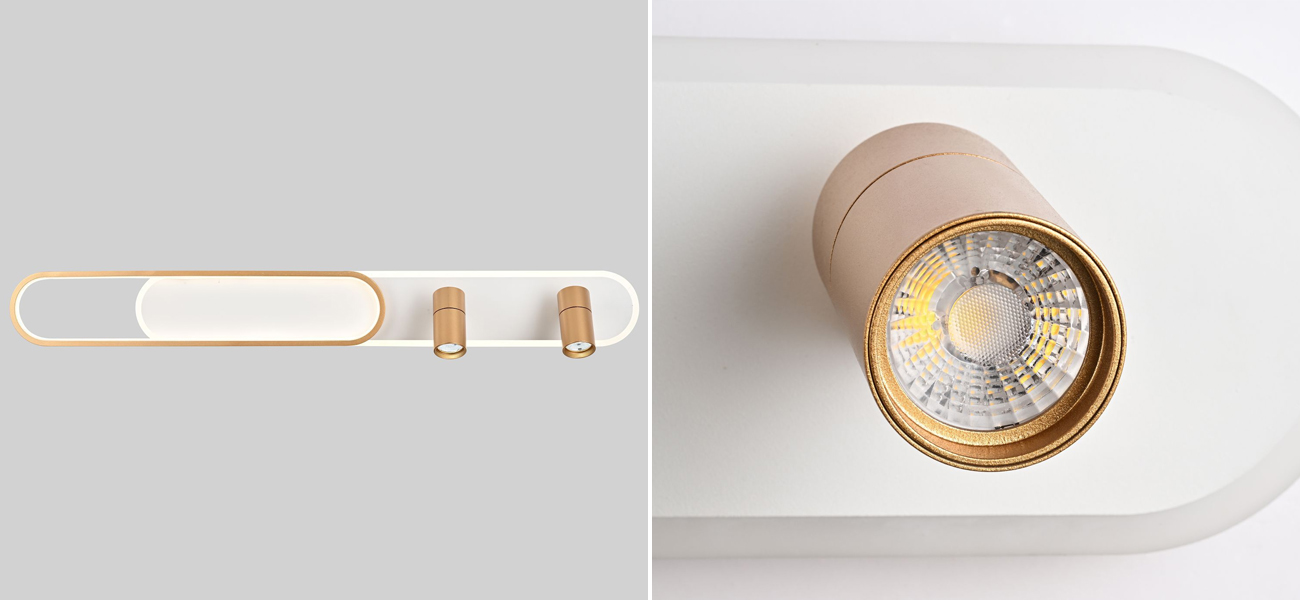 Потолочный светильник 2 спота с LED лентой Neoteric Gold - фото