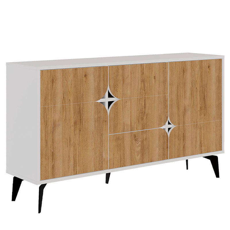 Комод с 3-мя дверцами и выдвижным ящиком цвета светлый дуб SPARK CONSOLE WHITE Белый Светлый дуб Комод с 3-мя дверцами и выдвижным ящиком цвета светлый дуб SPARK CONSOLE WHITE Белый Светлый дуб в Орле | Loft Concept