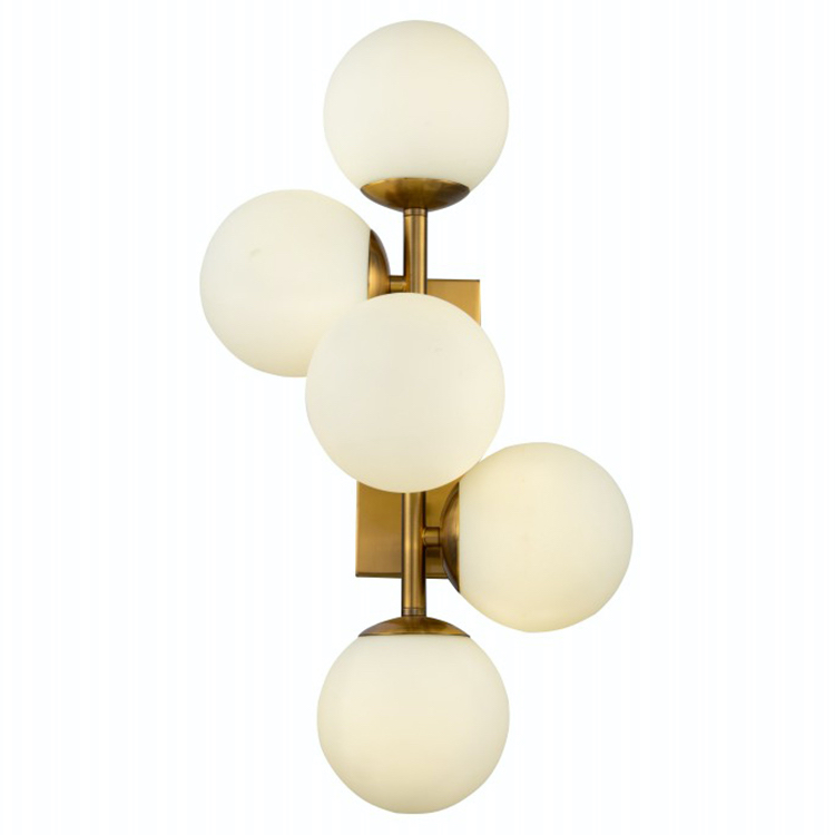 Бра White Balls Sconces Белое матовое стекло Латунь Бра White Balls Sconces Белое матовое стекло Латунь в Орле | Loft Concept