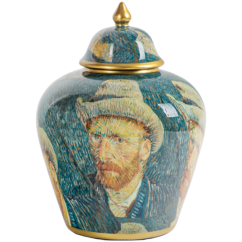 Ваза с крышкой Vincent Van Gogh Vase Изумрудный Золотой Бежевый Мульти Ваза с крышкой Vincent Van Gogh Vase Изумрудный Золотой Бежевый Мульти в Орле | Loft Concept