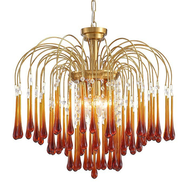 Дизайнерская люстра Amber Drops Chandelier Золотой Янтарный Дизайнерская люстра Amber Drops Chandelier Золотой Янтарный в Орле | Loft Concept