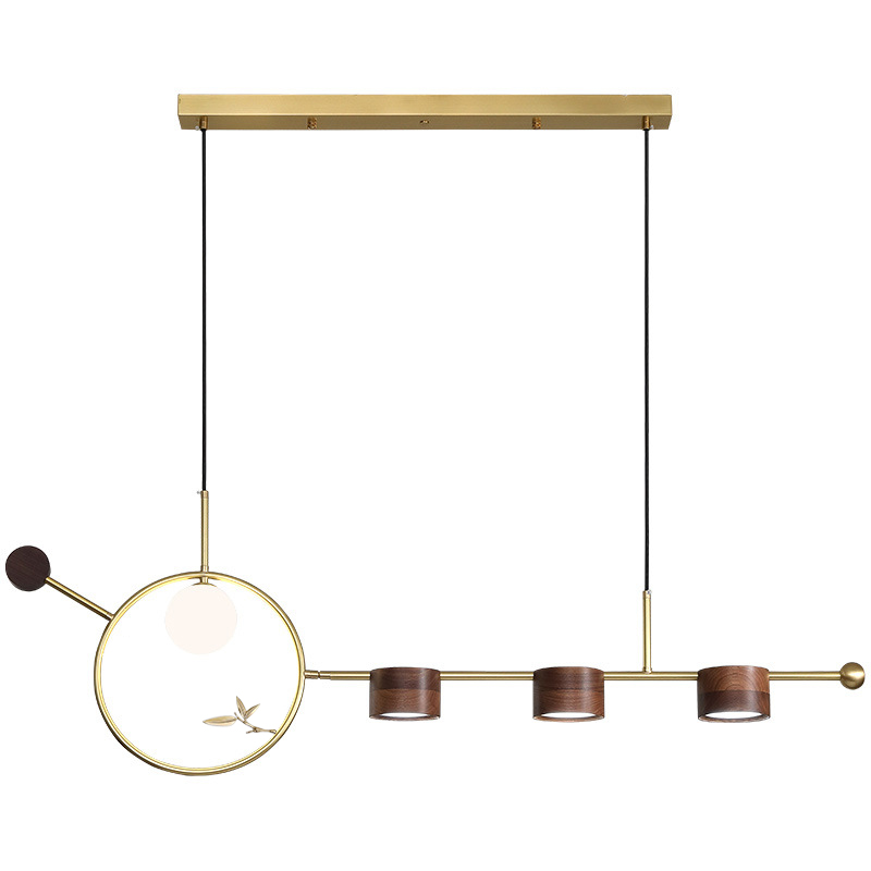Линейный светильник Metal Wood Ring Leaf Linear Light Золотой Коричневый Линейный светильник Metal Wood Ring Leaf Linear Light Золотой Коричневый в Орле | Loft Concept