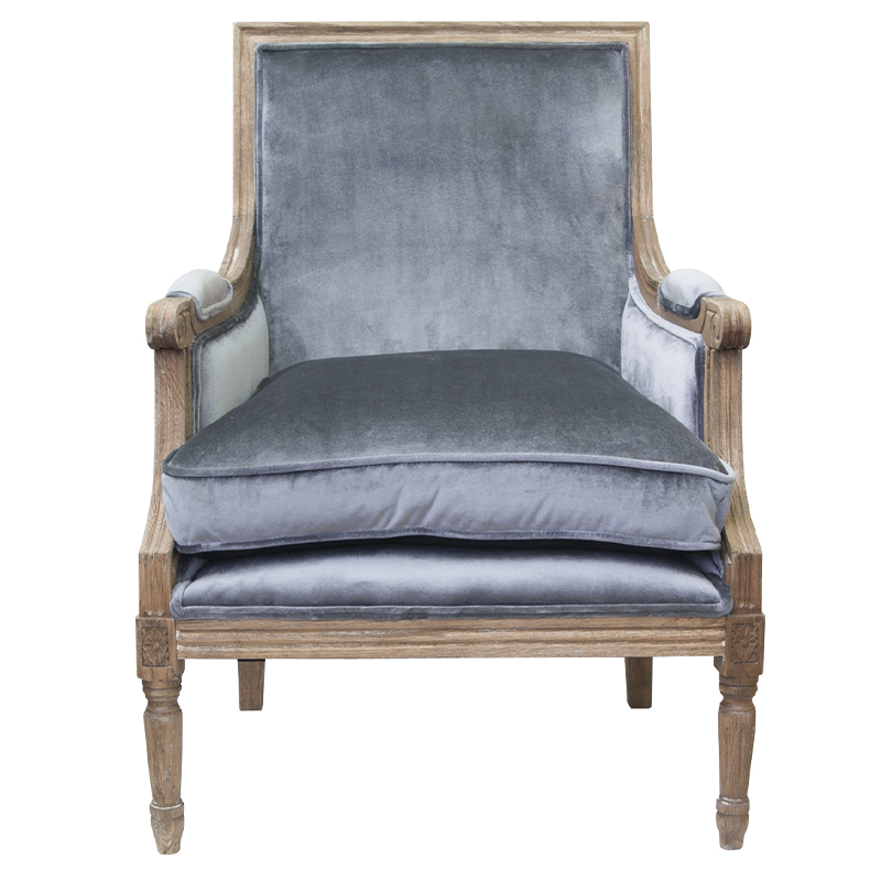 Кресло William Classical Armchair grey velvet Серый Коричневый в Орле | Loft Concept 